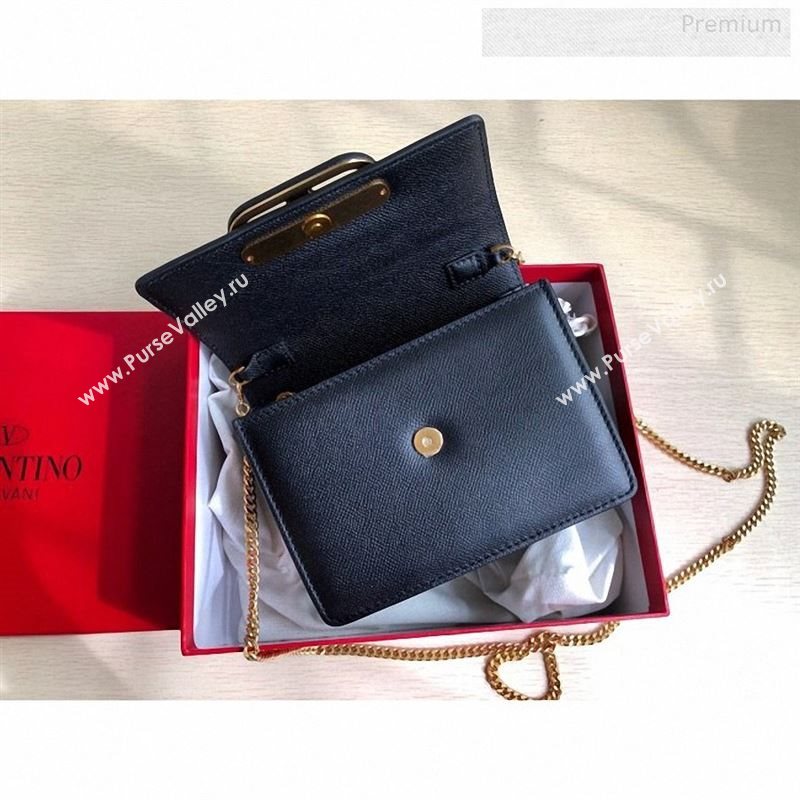 Valentino VLock Grained Calfskin Chain Shoulder Bag 0069 Black 2019 (JD-9122318)