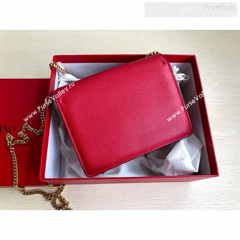 Valentino VLock Grained Calfskin Chain Shoulder Bag 0069 Red 2019 (JD-9122319)