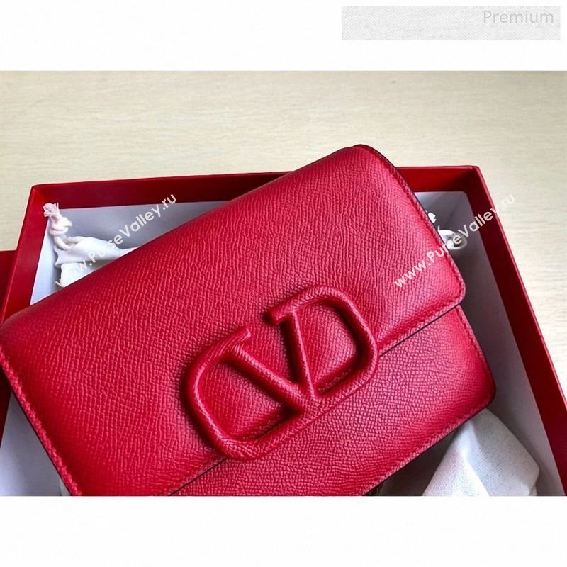 Valentino VLock Grained Calfskin Chain Shoulder Bag 0069 Red 2019 (JD-9122319)