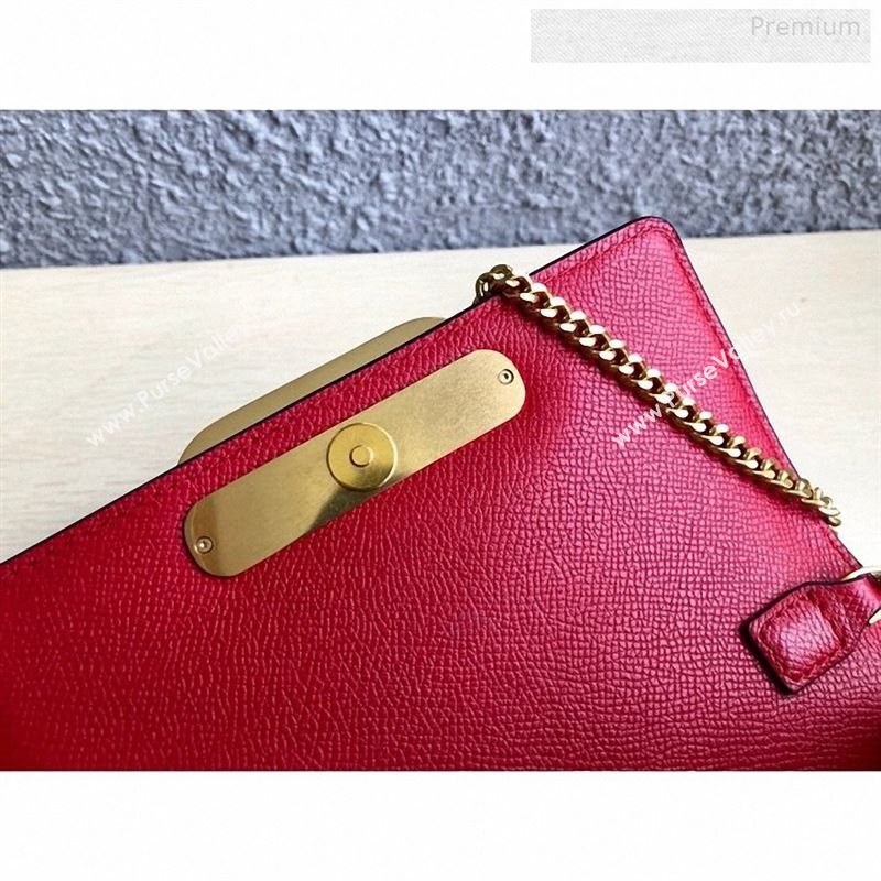 Valentino VLock Grained Calfskin Chain Shoulder Bag 0069 Red 2019 (JD-9122319)