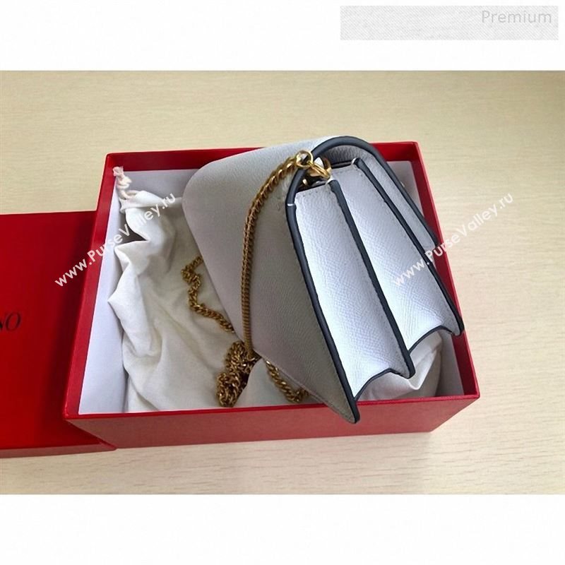 Valentino VLock Grained Calfskin Chain Shoulder Bag 0069 White 2019 (JD-9122317)