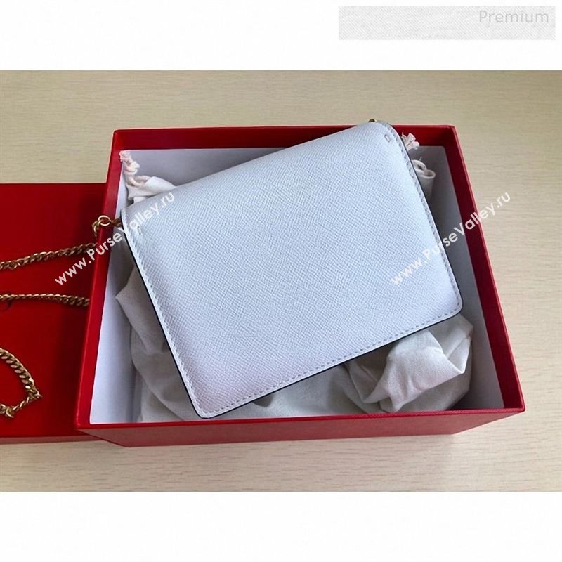 Valentino VLock Grained Calfskin Chain Shoulder Bag 0069 White 2019 (JD-9122317)