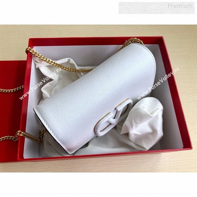 Valentino VLock Grained Calfskin Chain Shoulder Bag 0069 White 2019 (JD-9122317)