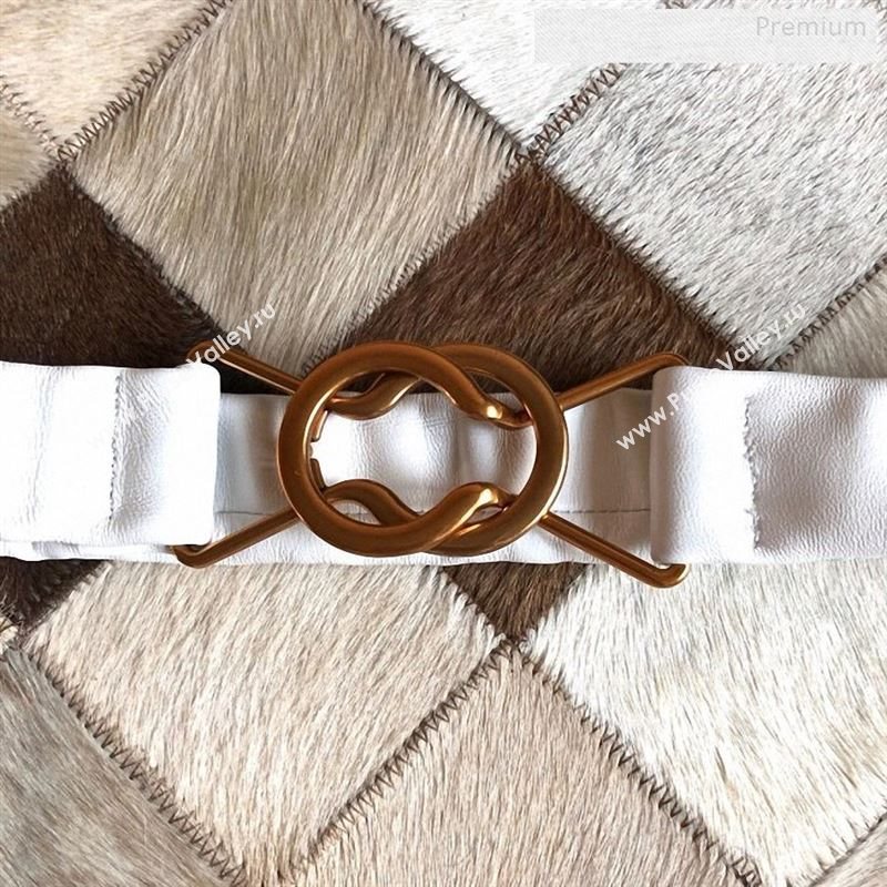 Bottega Veneta Lambskin Belt 40mm with Saddle Buckle White 2019 (MS-9122328)