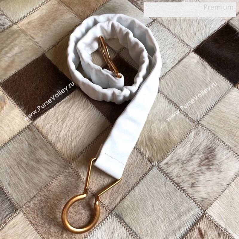 Bottega Veneta Lambskin Belt 40mm with Saddle Buckle White 2019 (MS-9122328)