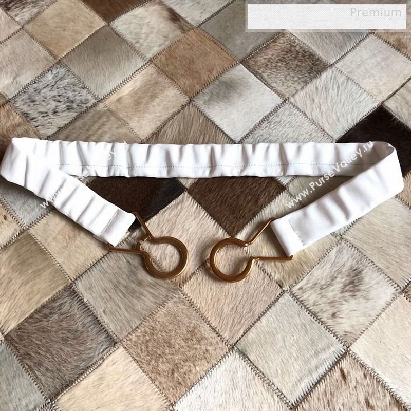 Bottega Veneta Lambskin Belt 40mm with Saddle Buckle White 2019 (MS-9122328)
