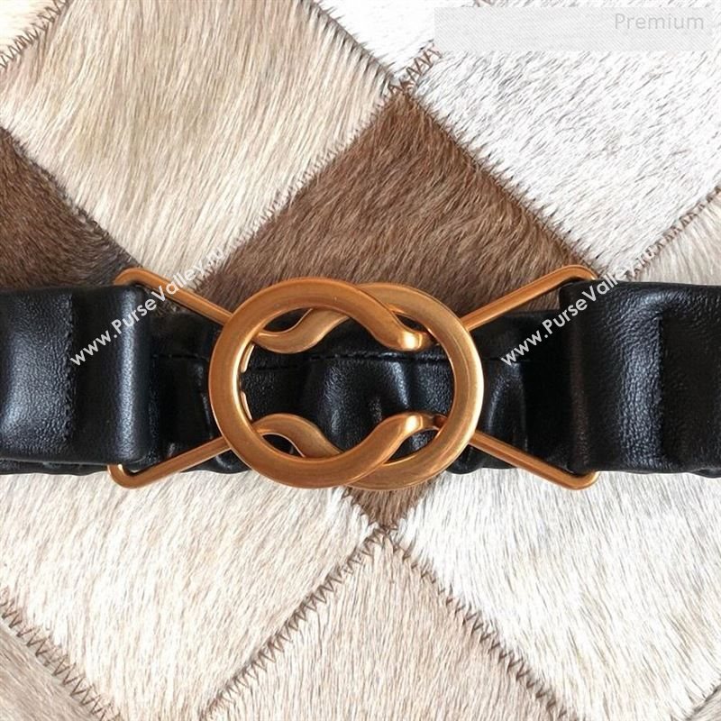 Bottega Veneta Lambskin Belt 40mm with Saddle Buckle Black 2019 (MS-9122329)