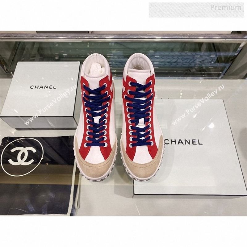 Chanel Lambskin Chain Leather High-top Sneakers G35600 White 2019 (XO-9122330)