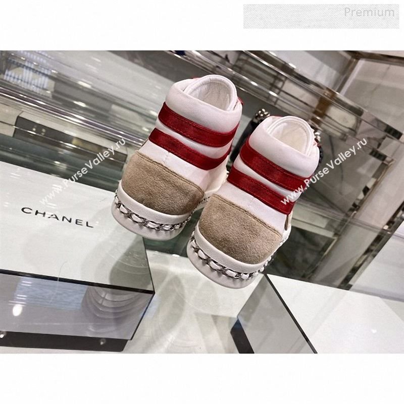 Chanel Lambskin Chain Leather High-top Sneakers G35600 White 2019 (XO-9122330)