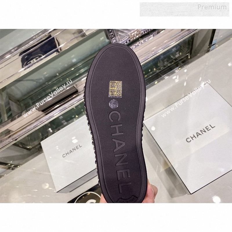 Chanel Lambskin Chain Leather High-top Sneakers G35600 Navy Blue 2019 (XO-9122331)