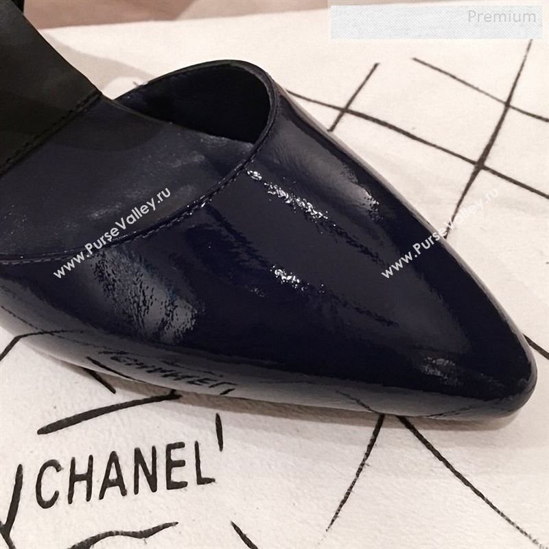 Chanel Patent Calfskin Mary Jane Pumps G35426 Black/Navy Blue 2020 (KL-9122333)