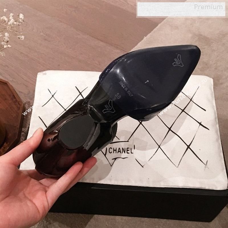 Chanel Patent Calfskin Mary Jane Pumps G35426 Black/Navy Blue 2020 (KL-9122333)
