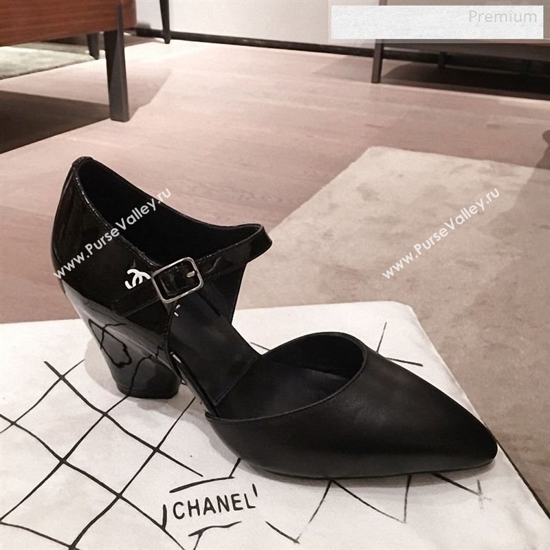 Chanel Patent Calfskin Mary Jane Pumps G35426 All Black 2020 (KL-9122334)