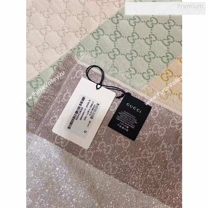 Gucci Gradual Color Stripes Pastel GG Jacquard Scarf 140x140cm 2019 (A0-9122401)