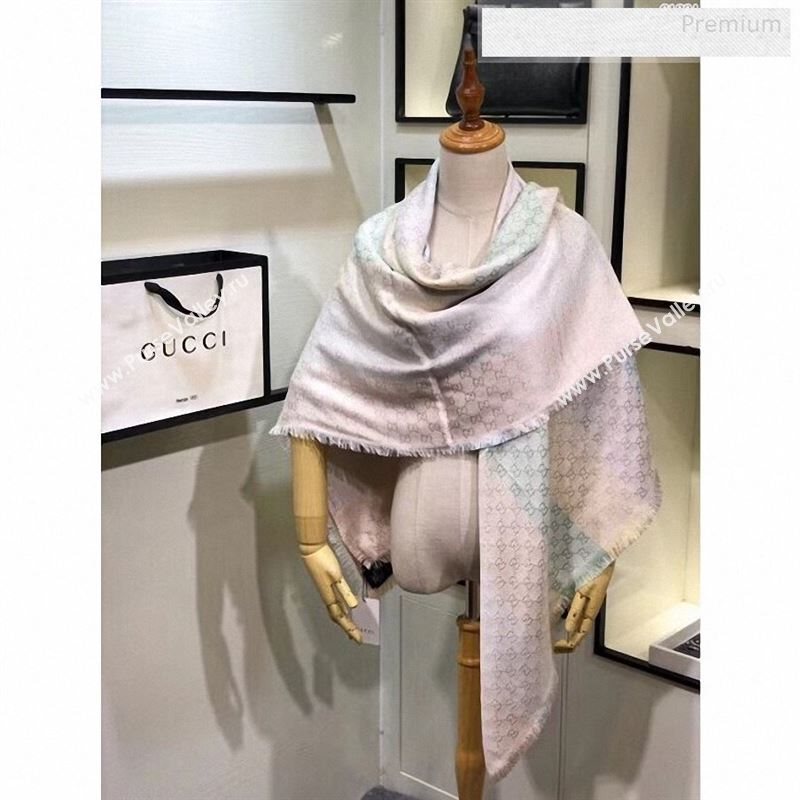 Gucci Gradual Color Stripes Pastel GG Jacquard Scarf 140x140cm 2019 (A0-9122401)