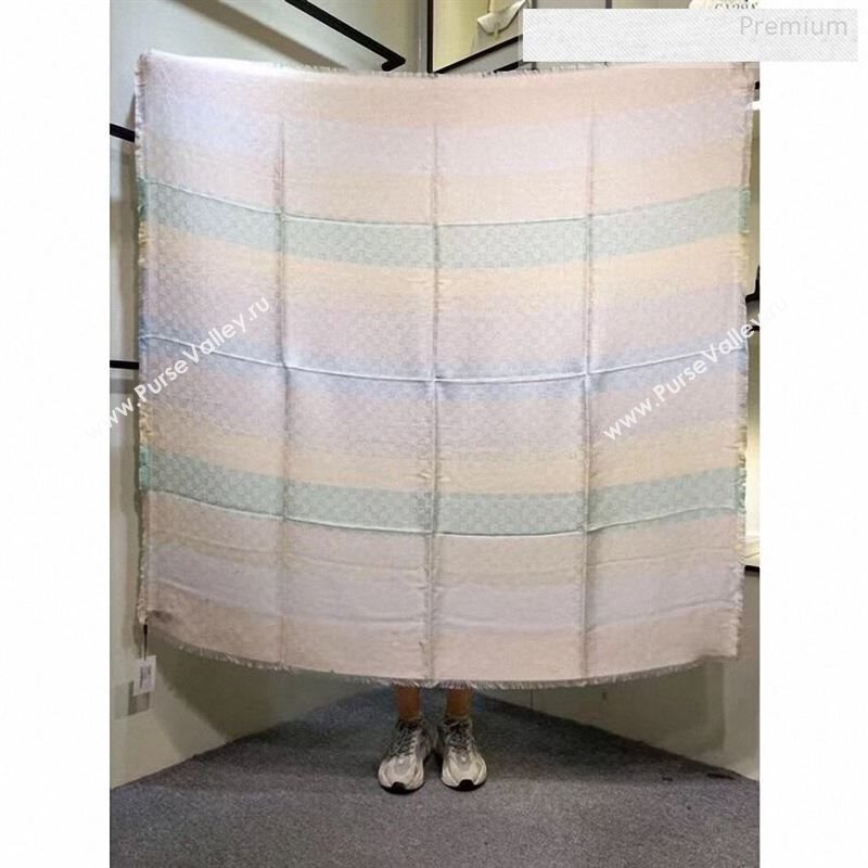 Gucci Gradual Color Stripes Pastel GG Jacquard Scarf 140x140cm 2019 (A0-9122401)