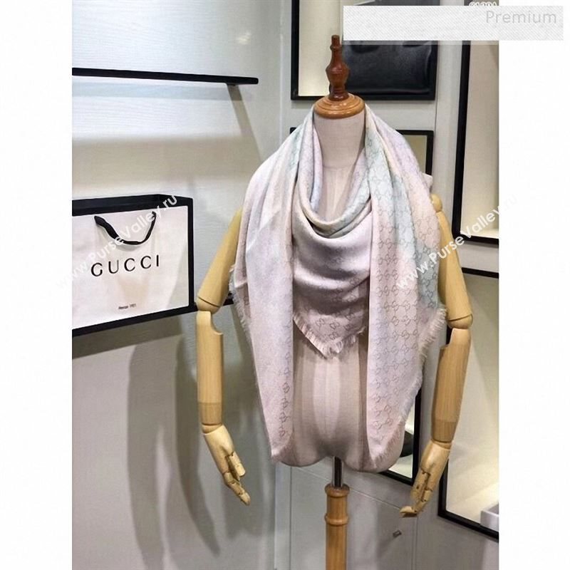 Gucci Gradual Color Stripes Pastel GG Jacquard Scarf 140x140cm 2019 (A0-9122401)