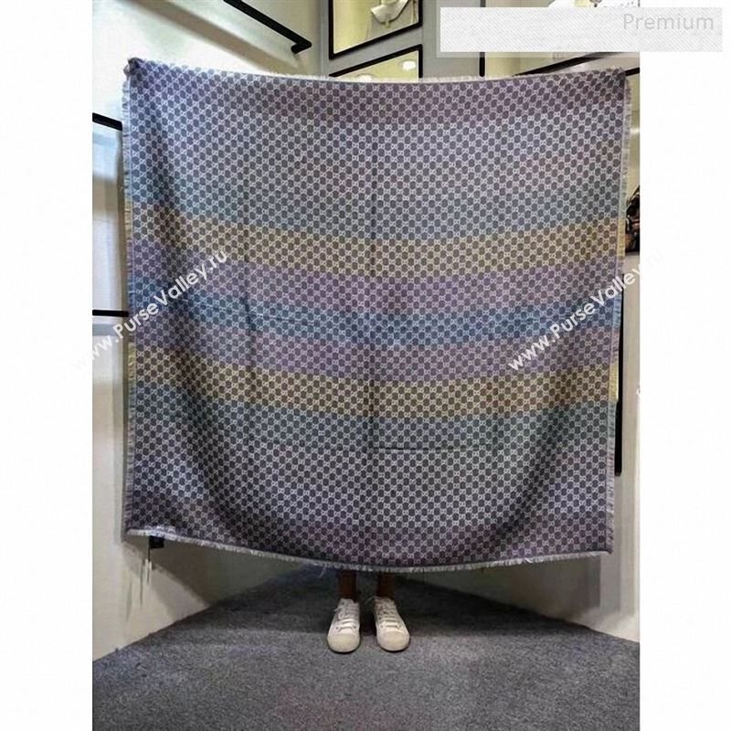 Gucci Gradual Color Stripes Grey GG Jacquard Scarf 140x140cm 2019 (A0-9122402)