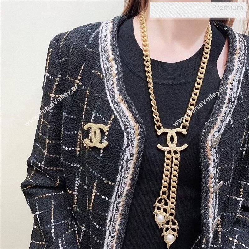 Chanel Cutout Metal Long Necklace AB3130 2020 (YF-9122414)