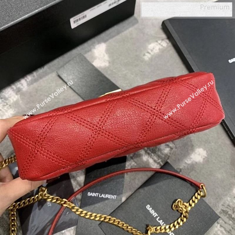 Saint Laurent Becky Double Zip Chain Pouch in Quilted Lambskin 608941 Red 2019 (JD-9122721)