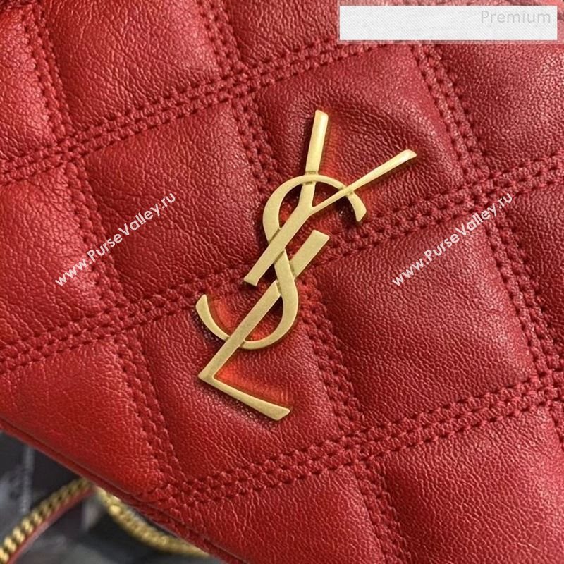 Saint Laurent Becky Double Zip Chain Pouch in Quilted Lambskin 608941 Red 2019 (JD-9122721)