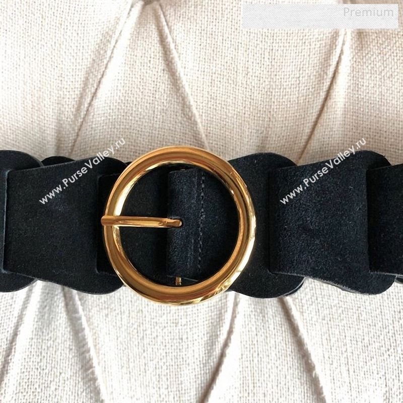 Bottega Veneta Suede Modular Link Belt with Circular Buckle Black 2019 (MS-9122723)