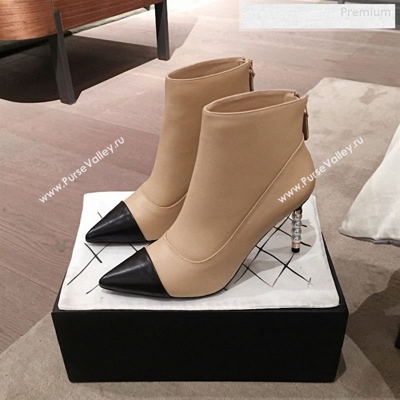 Chanel Lambskin Pearl Heel Short Boots G35548 Nude 2020 (KL-9122727)