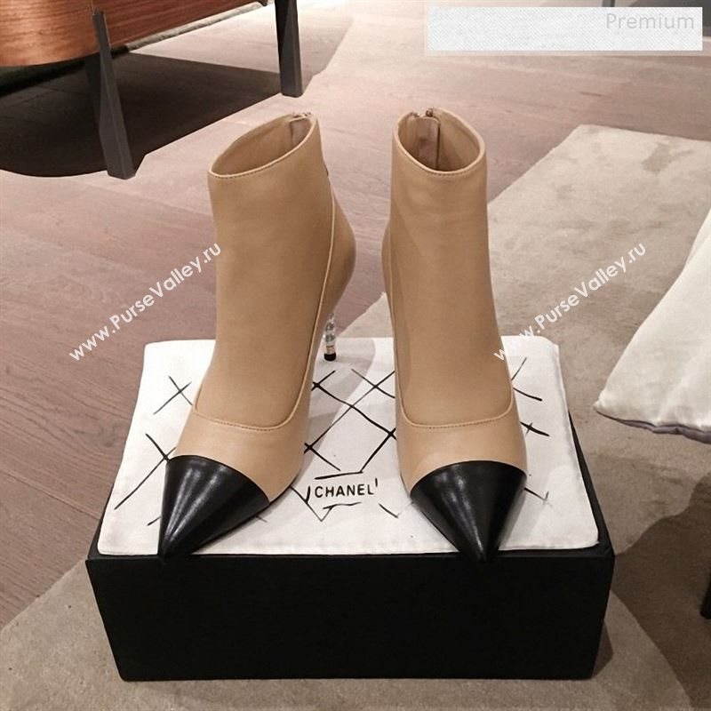 Chanel Lambskin Pearl Heel Short Boots G35548 Nude 2020 (KL-9122727)