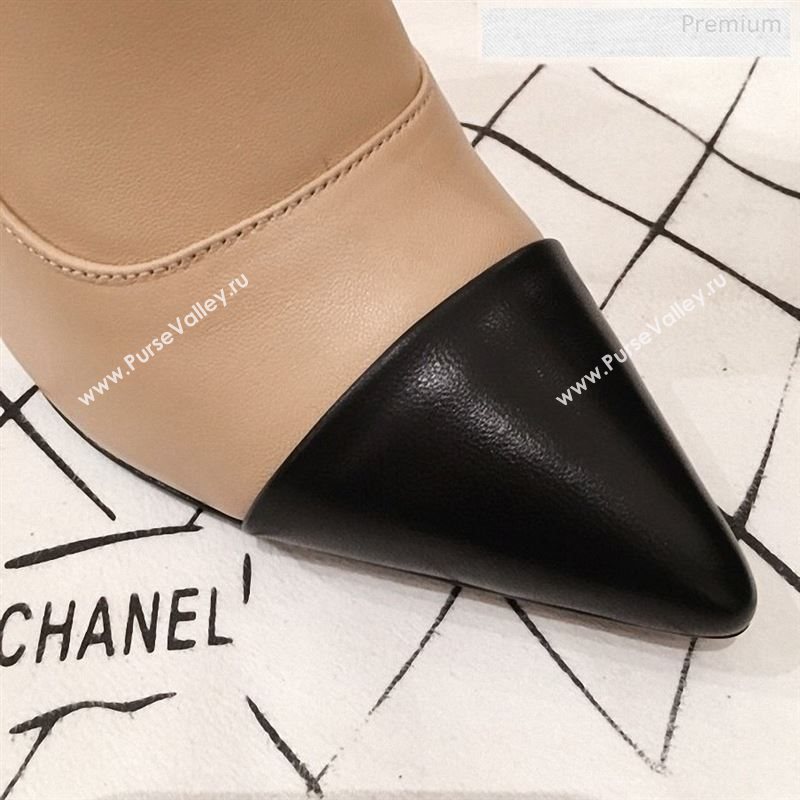 Chanel Lambskin Pearl Heel Short Boots G35548 Nude 2020 (KL-9122727)