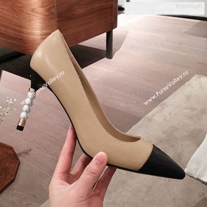 Chanel Lambskin Pearl Heel Pumps G35534 Nude 2020 (KL-9122729)