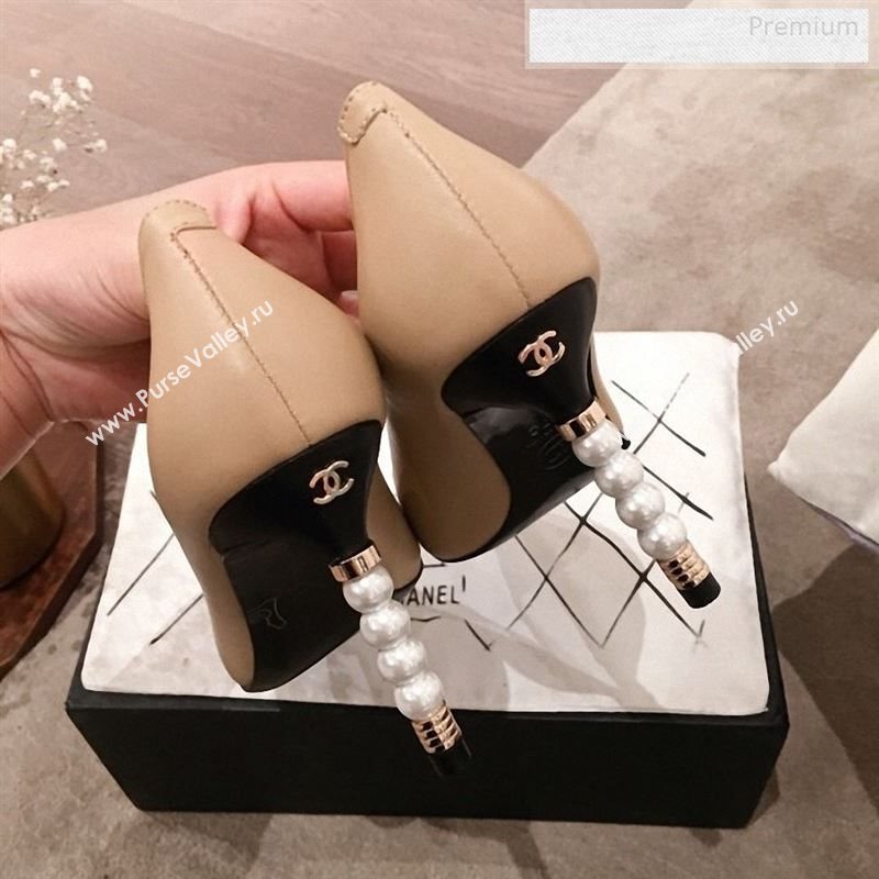 Chanel Lambskin Pearl Heel Pumps G35534 Nude 2020 (KL-9122729)