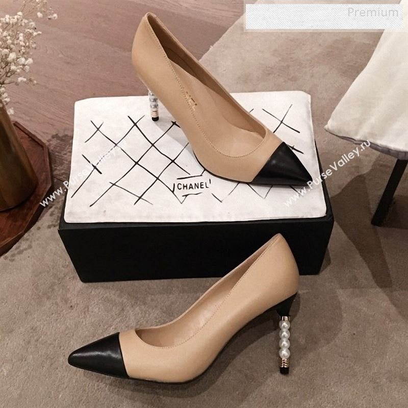 Chanel Lambskin Pearl Heel Pumps G35534 Nude 2020 (KL-9122729)