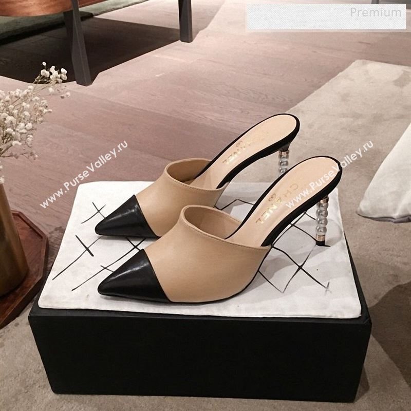 Chanel Lambskin Pearl Heel Mules G35540 Nude 2020 (KL-9122732)