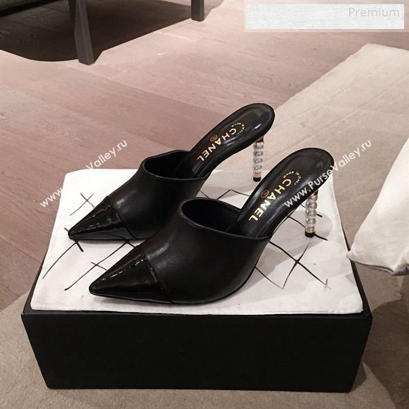 Chanel Lambskin Pearl Heel Mules G35540 Black 2020 (KL-9122733)