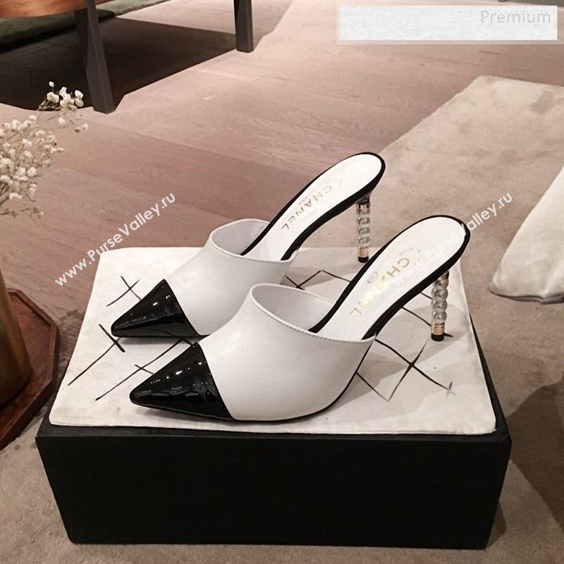 Chanel Lambskin Pearl Heel Mules G35540 White 2020 (KL-9122734)