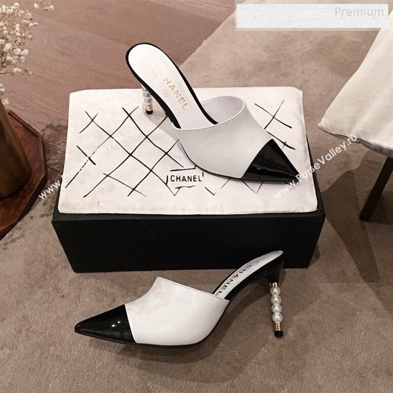 Chanel Lambskin Pearl Heel Mules G35540 White 2020 (KL-9122734)