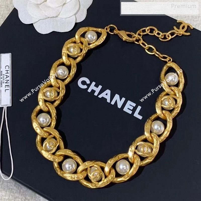 Chanel Metal Pearl Short Necklace AB3148 2019 (YF-9122804)