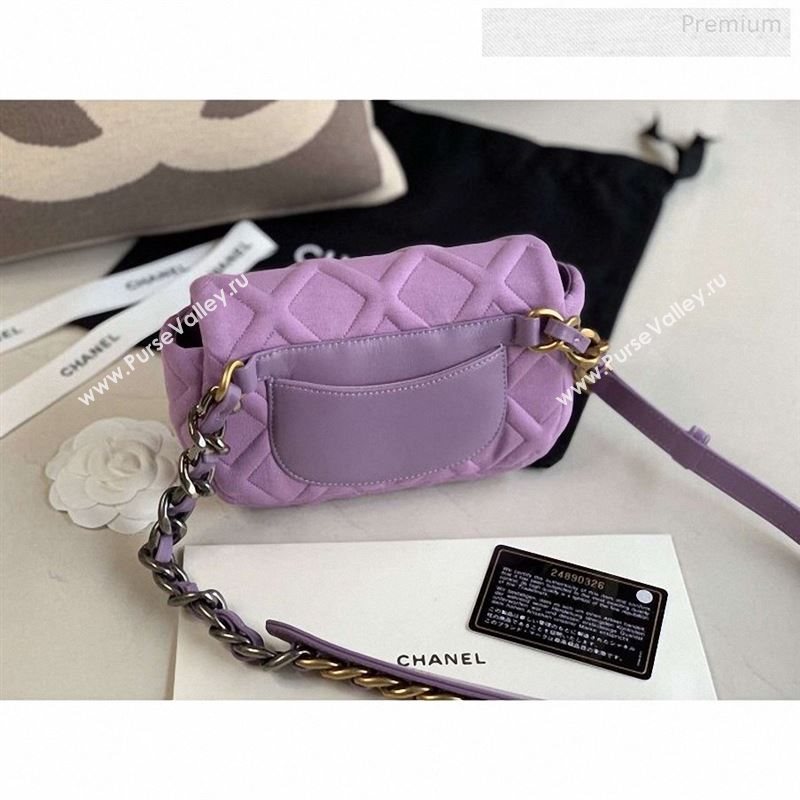 Chanel 19 Quilted Jersey Waist/Belt Bag AS1163 Light Purple 2019 (XING-9123001)