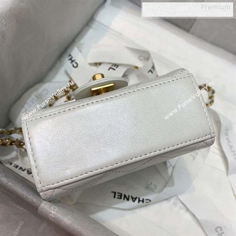 Chanel Quilted Leather Pearl Square Clutch with Chain AP0997 White 2019 (KS-9123002)