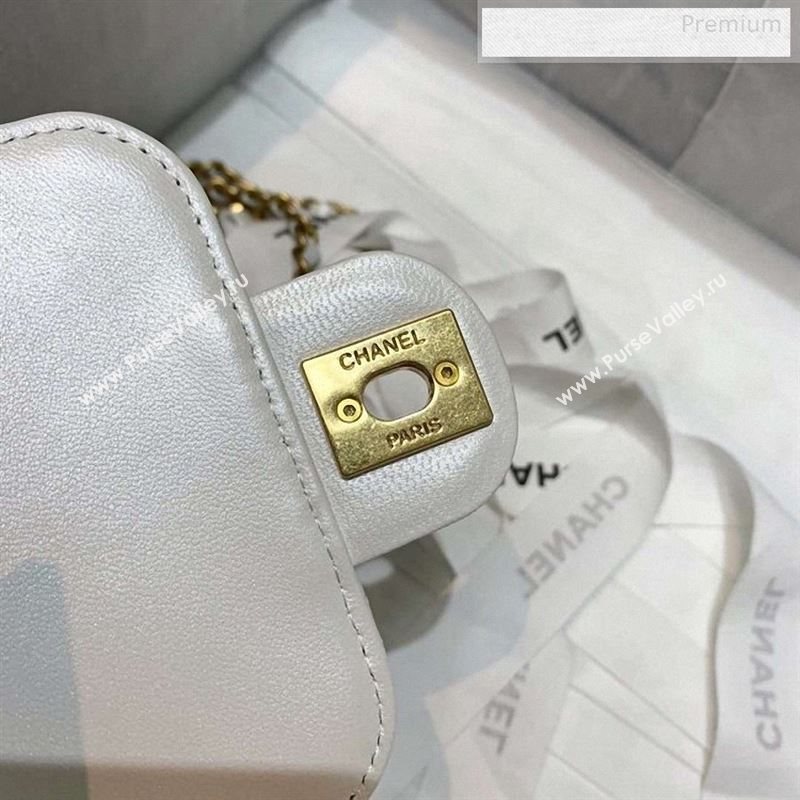 Chanel Quilted Leather Pearl Square Clutch with Chain AP0997 White 2019 (KS-9123002)