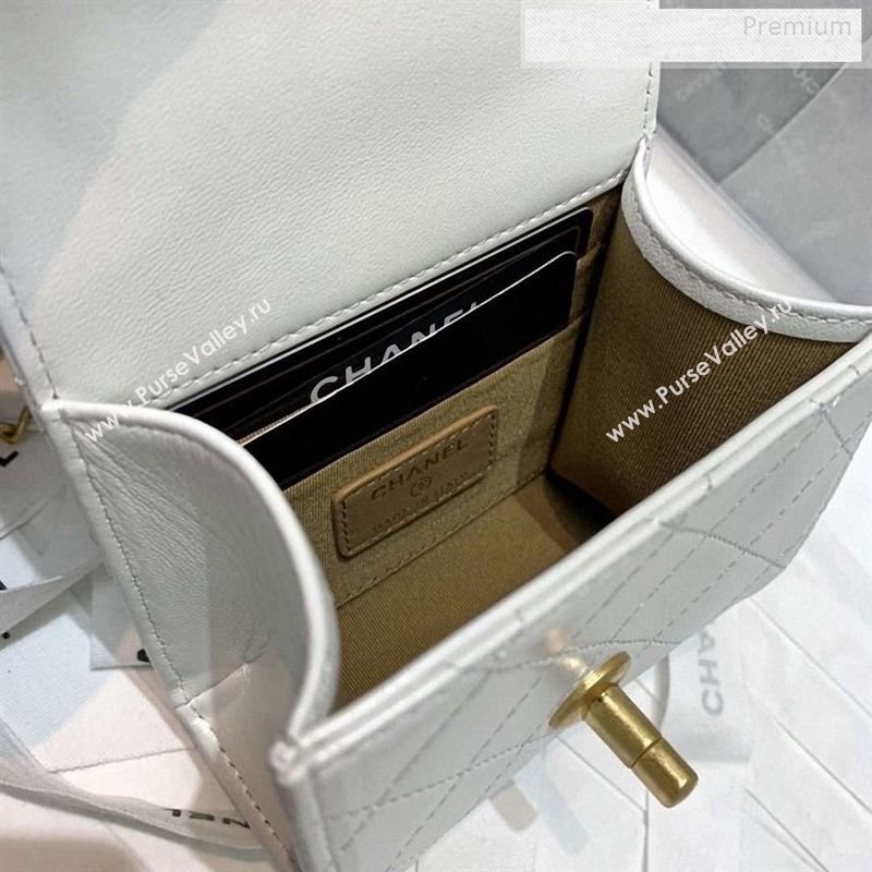 Chanel Quilted Leather Pearl Square Clutch with Chain AP0997 White 2019 (KS-9123002)