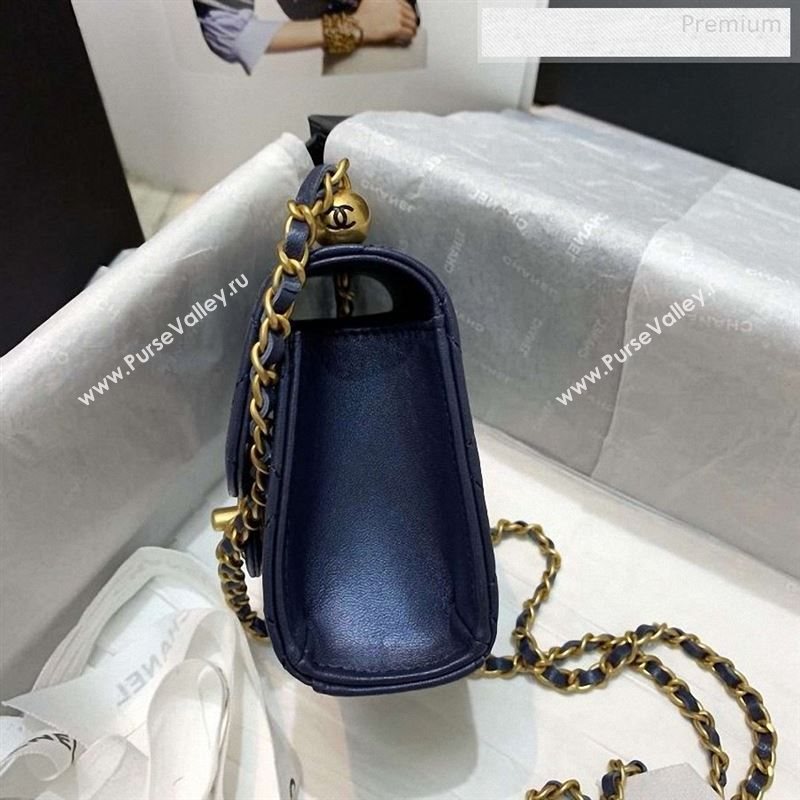 Chanel Quilted Leather Pearl Square Clutch with Chain AP0997 Navy Blue 2019 (KS-9123003)