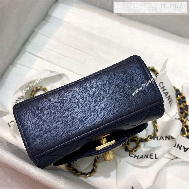 Chanel Quilted Leather Pearl Square Clutch with Chain AP0997 Navy Blue 2019 (KS-9123003)