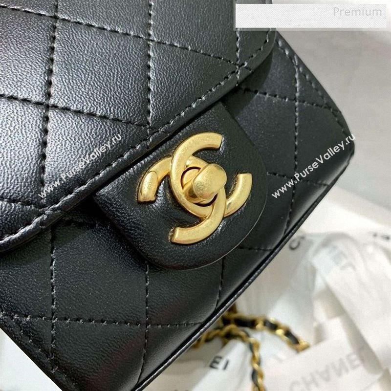 Chanel Quilted Leather Pearl Square Clutch with Chain AP0997 Black 2019 (KS-9123004)