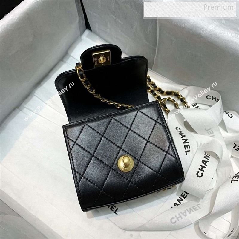 Chanel Quilted Leather Pearl Square Clutch with Chain AP0997 Black 2019 (KS-9123004)