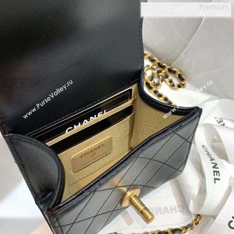 Chanel Quilted Leather Pearl Square Clutch with Chain AP0997 Black 2019 (KS-9123004)