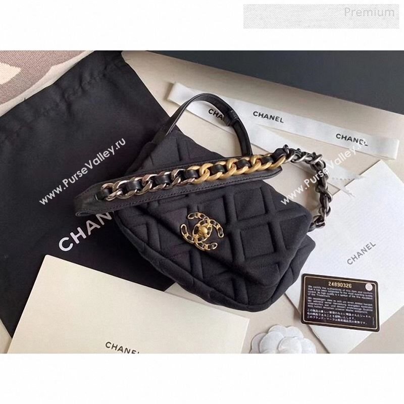 Chanel 19 Quilted Jersey Waist/Belt Bag AS1163 Black 2019 (XING-9123005)