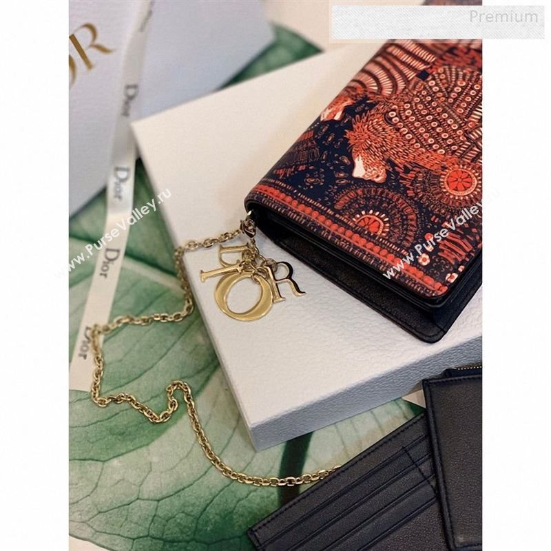 Dior Fuchsia Multicolor Lady Dior Lion Animal Calfskin Chain Clutch 2020 (XXG-9123013)