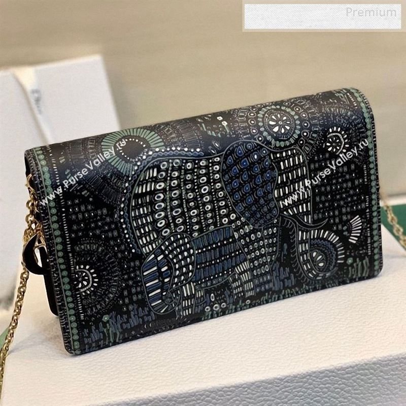 Dior Green Multicolor Lady Dior Elephant Animal Calfskin Chain Clutch 2020 (XXG-9123014)