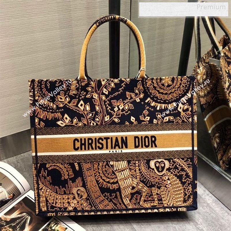 Dior Orange Dior Book Tote in Monkey Animal Embroidered Canvas Bag 2020 (XXG-9123017)